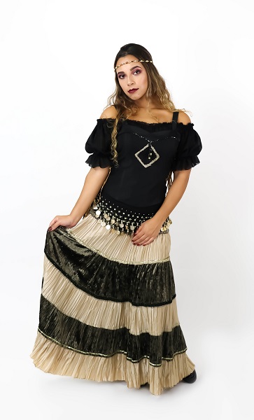 Cigana preta e verde longa 